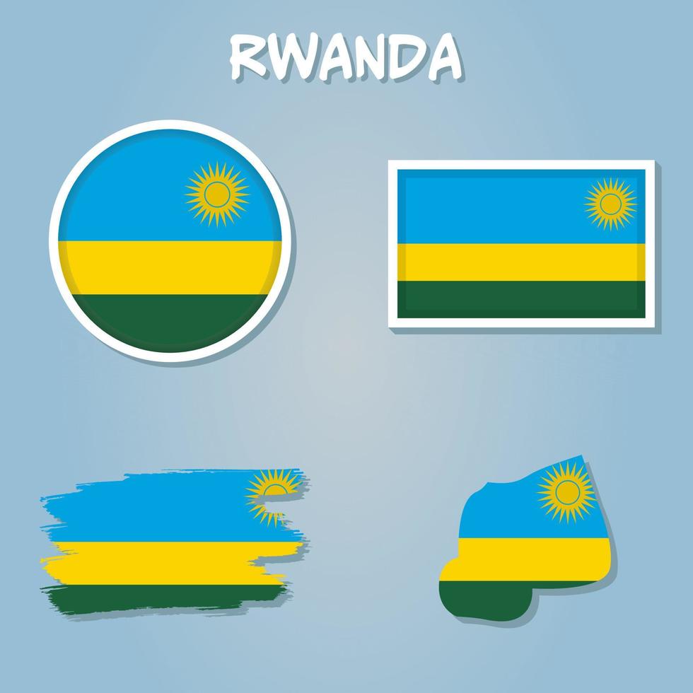est Africa Ruanda nazione bandiera vettore su blu sfondo.
