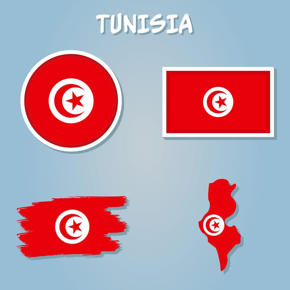 carta geografica di tunisia federazione con nazionale bandiera isolato su blu sfondo vettore
