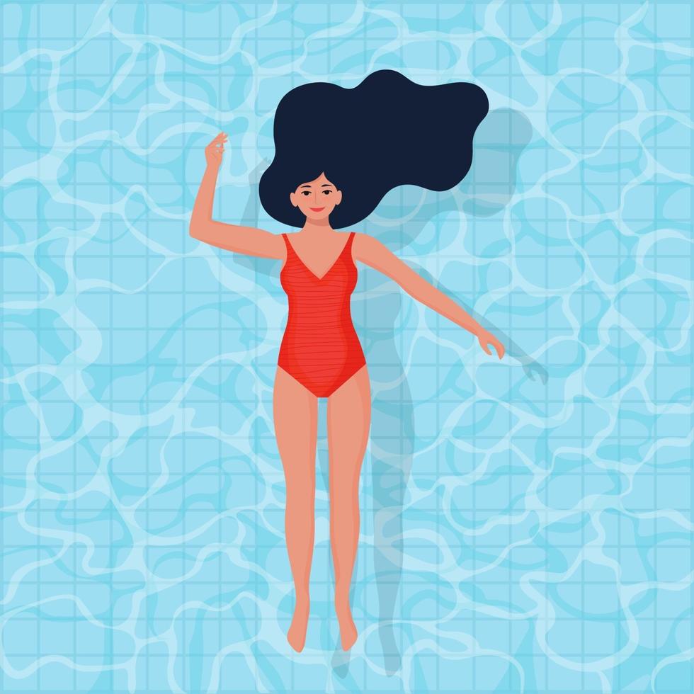 donna in costume da bagno sull'acqua in piscina vettore