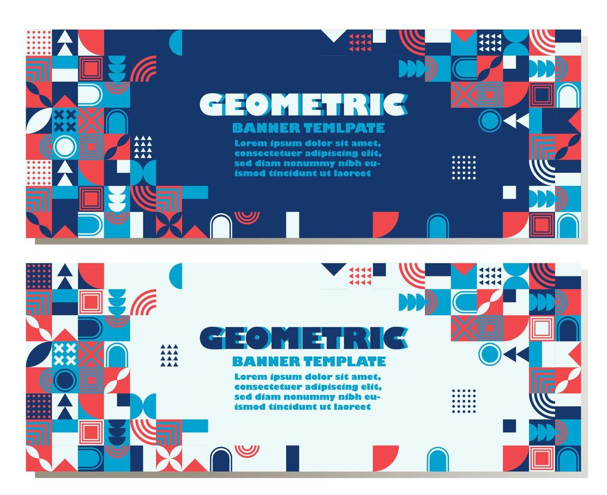 astratto grafico design bandiera modello modello. geometrico astratto sfondi bandiera confine design. composizione di semplice geometrico forme. presentazione, aviatore e volantino, carte, approdo. vettore