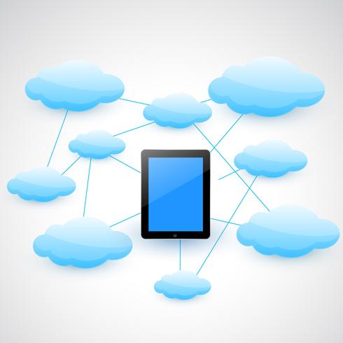 tablet e cloud vettore