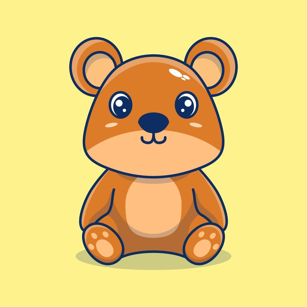 vettore carino orsacchiotto orso seduta cartone animato illustrazione