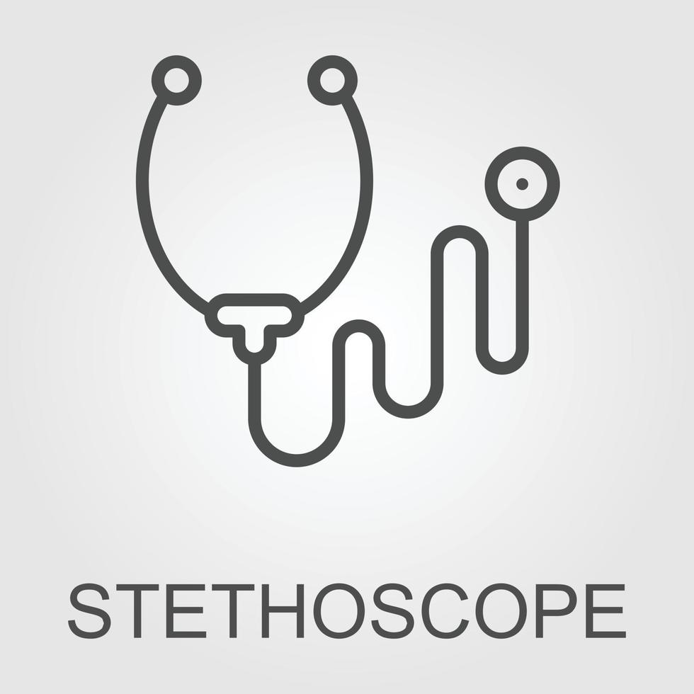 icona grafica dello stetoscopio. segno stetoscopio isolato su sfondo bianco. medicina simbolo. illustrazione vettoriale