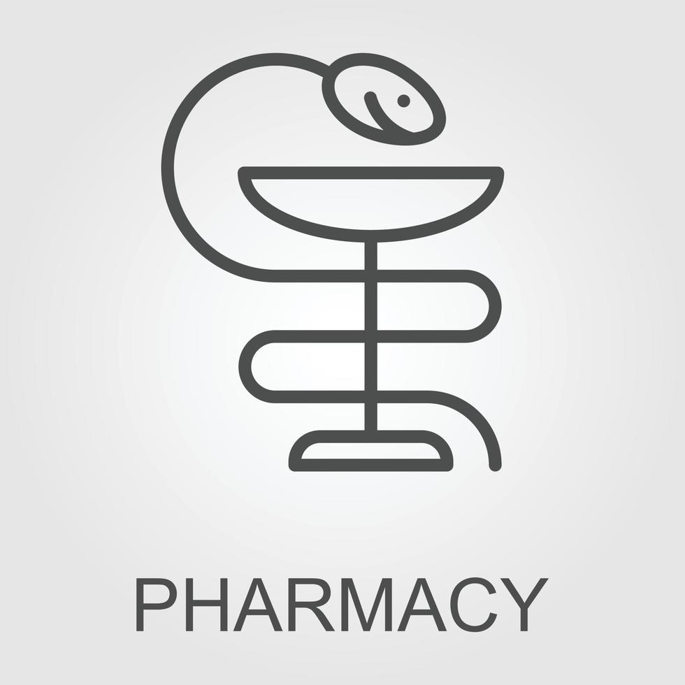 farmacia icona con caduceo simbolo, ciotola con un' serpente vettore