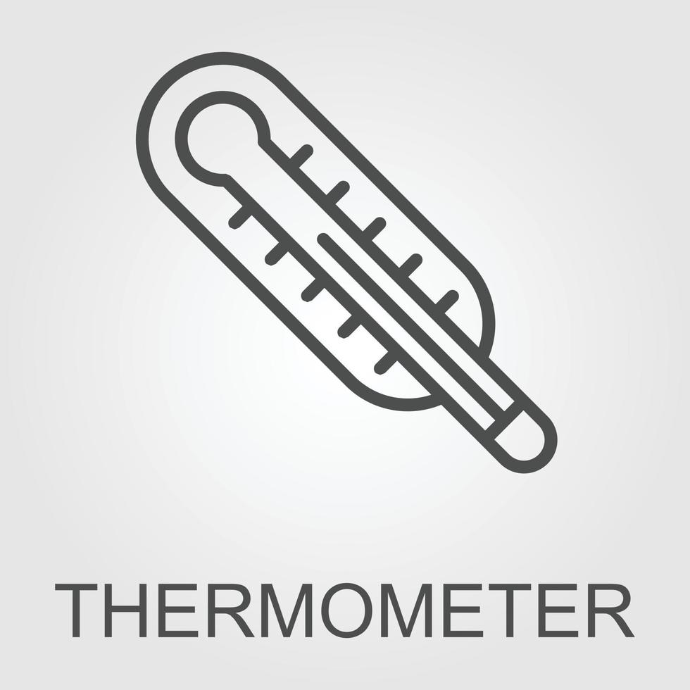 icona del termometro in design piatto alla moda vettore