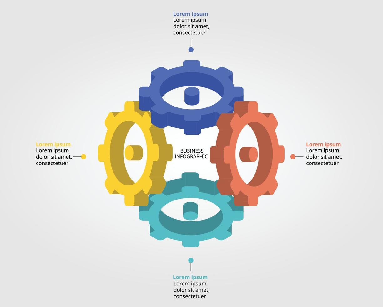 ingranaggio elemento per sistema modello per Infografica per presentazione per 4 elemento vettore