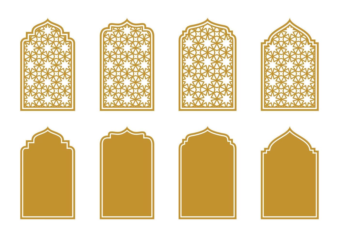 impostato di oro islamico o arabo finestre arco collezione. vettore illustrazione