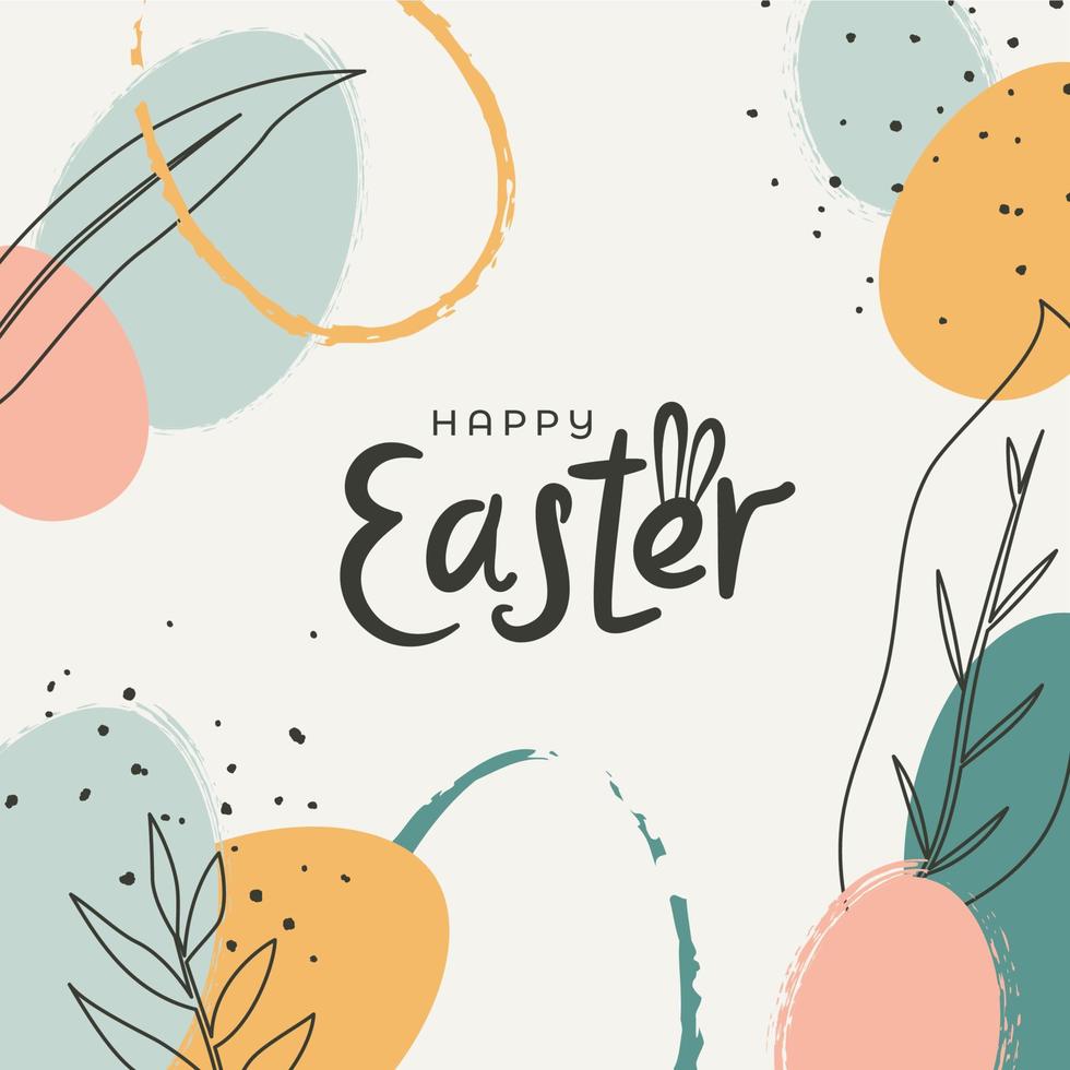 mano disegnato Pasqua decorazioni con fiore decorazioni nel pastello colori. minimalista stile design con uova e impianti vettore