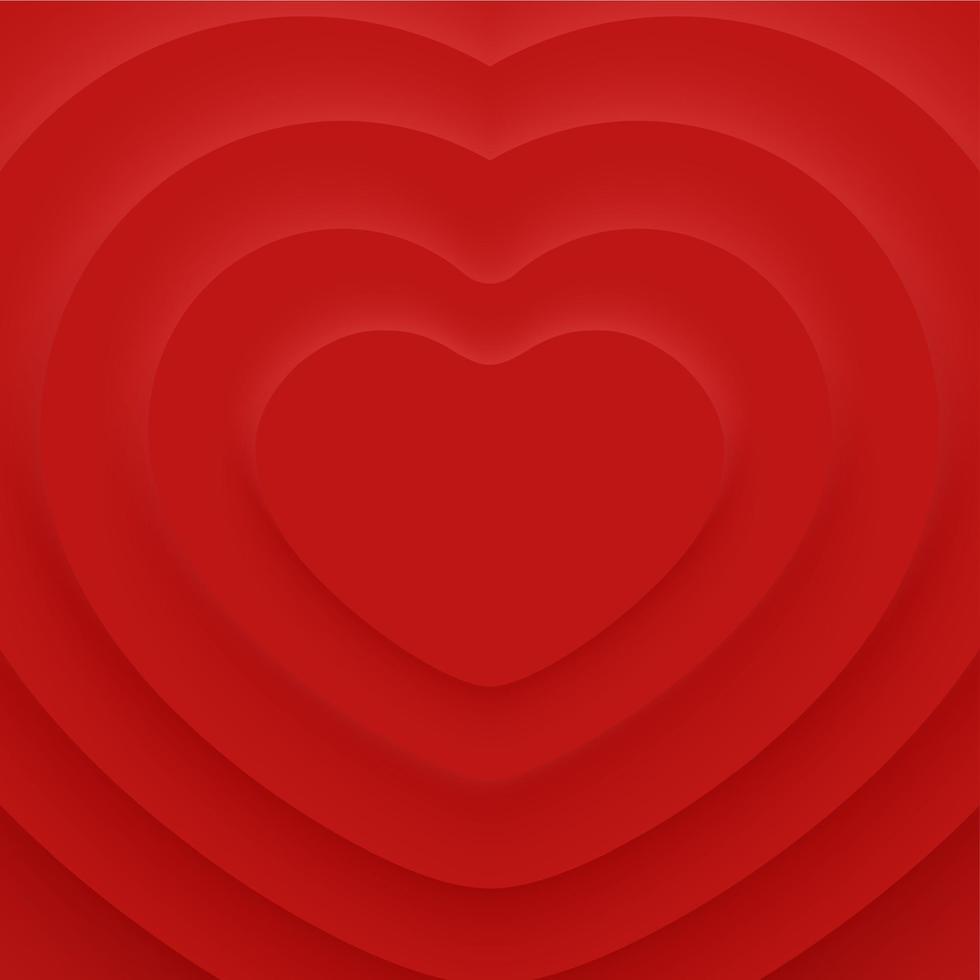 san valentino giorno minimalista saluto carta. sfondo con neumorfico stile cuori. san valentino giorno carta illustrazione su rosso sfondo vettore