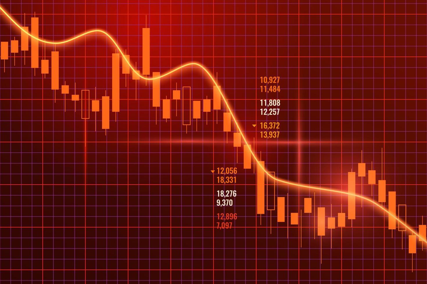negativo grafico di investimento finanziario dati. il concetto di economico recessione e crisi. autunno di mondo commercio vettore