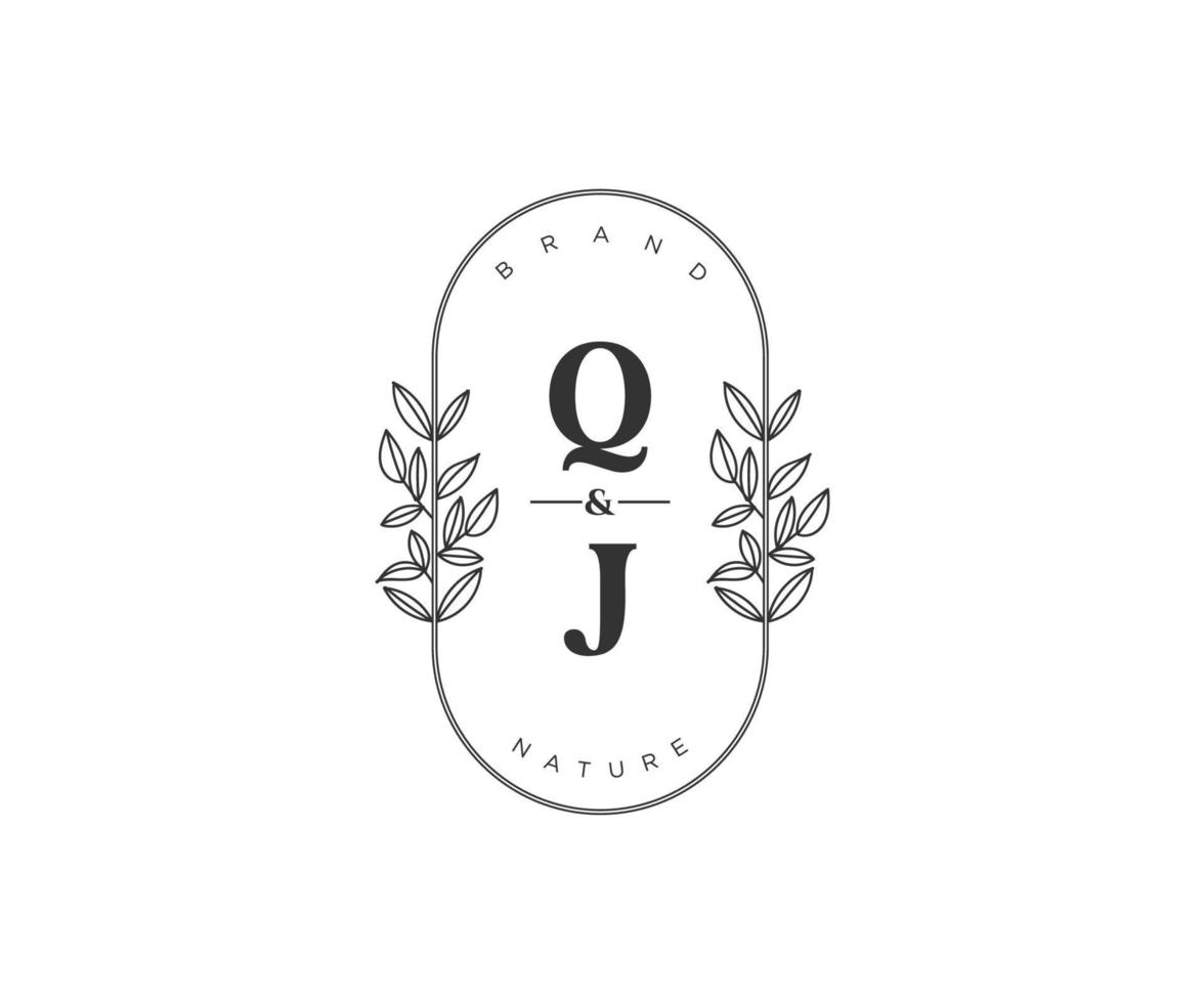 iniziale qj lettere bellissimo floreale femminile modificabile prefabbricato monoline logo adatto per terme salone pelle capelli bellezza boutique e cosmetico azienda. vettore