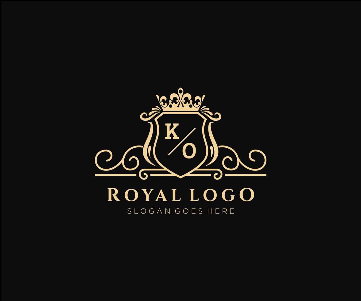 iniziale ko lettera lussuoso marca logo modello, per ristorante, regalità, boutique, bar, Hotel, araldico, gioielleria, moda e altro vettore illustrazione.