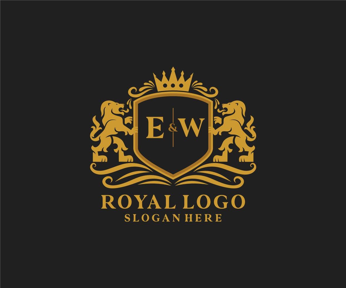 iniziale ew lettera Leone reale lusso logo modello nel vettore arte per ristorante, regalità, boutique, bar, Hotel, araldico, gioielleria, moda e altro vettore illustrazione.