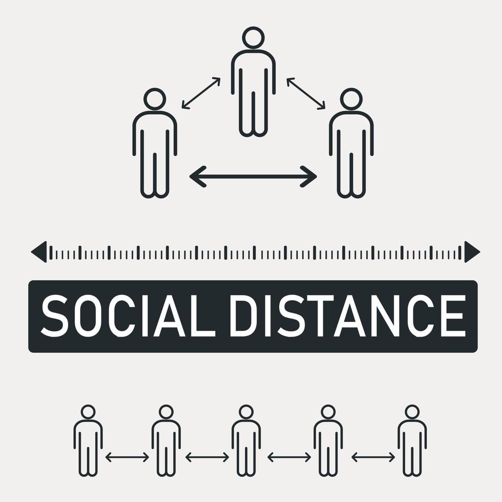 nuova tendenza mondiale distanza sociale, conseguenze pandemiche - vettore