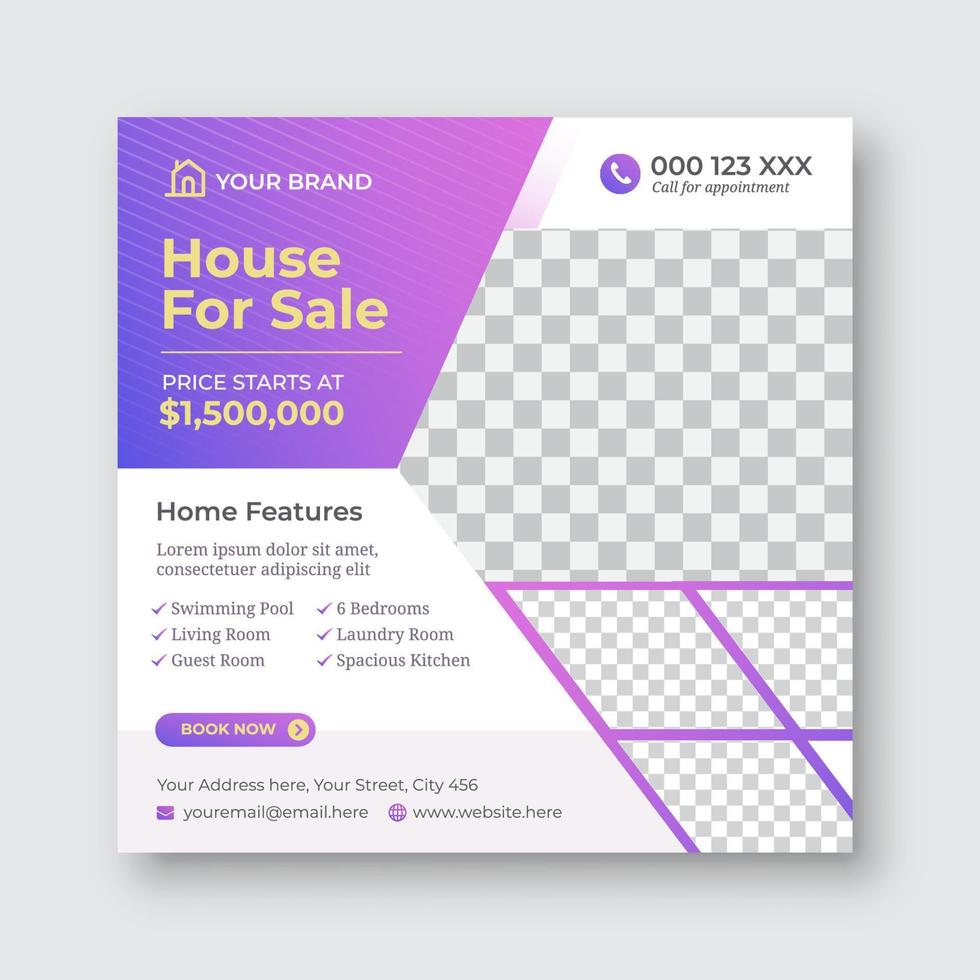 Casa per vendita vero tenuta sociale media inviare modello vettore