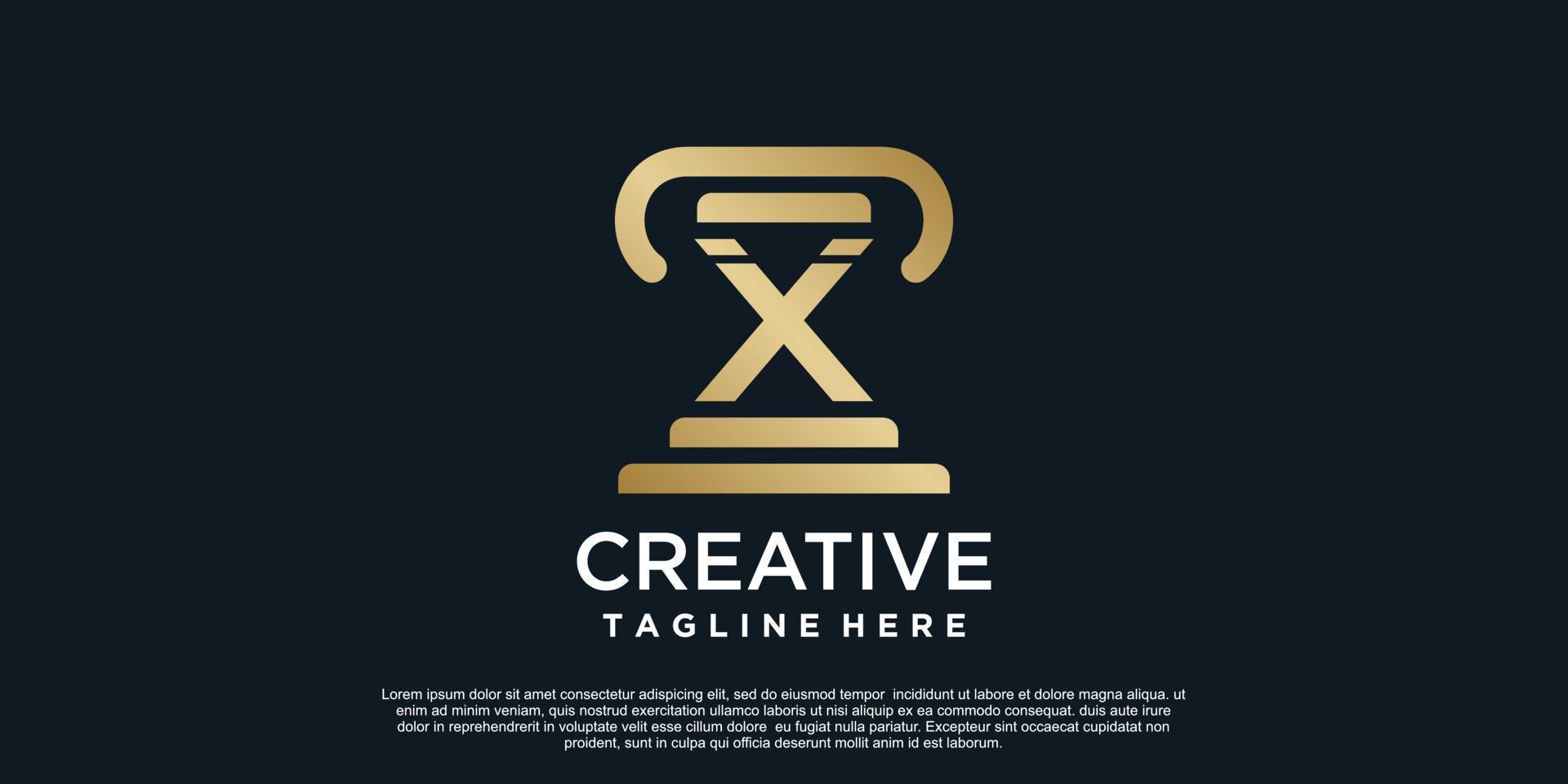 lettera X logo design di giustizia unico concetto premio vettore