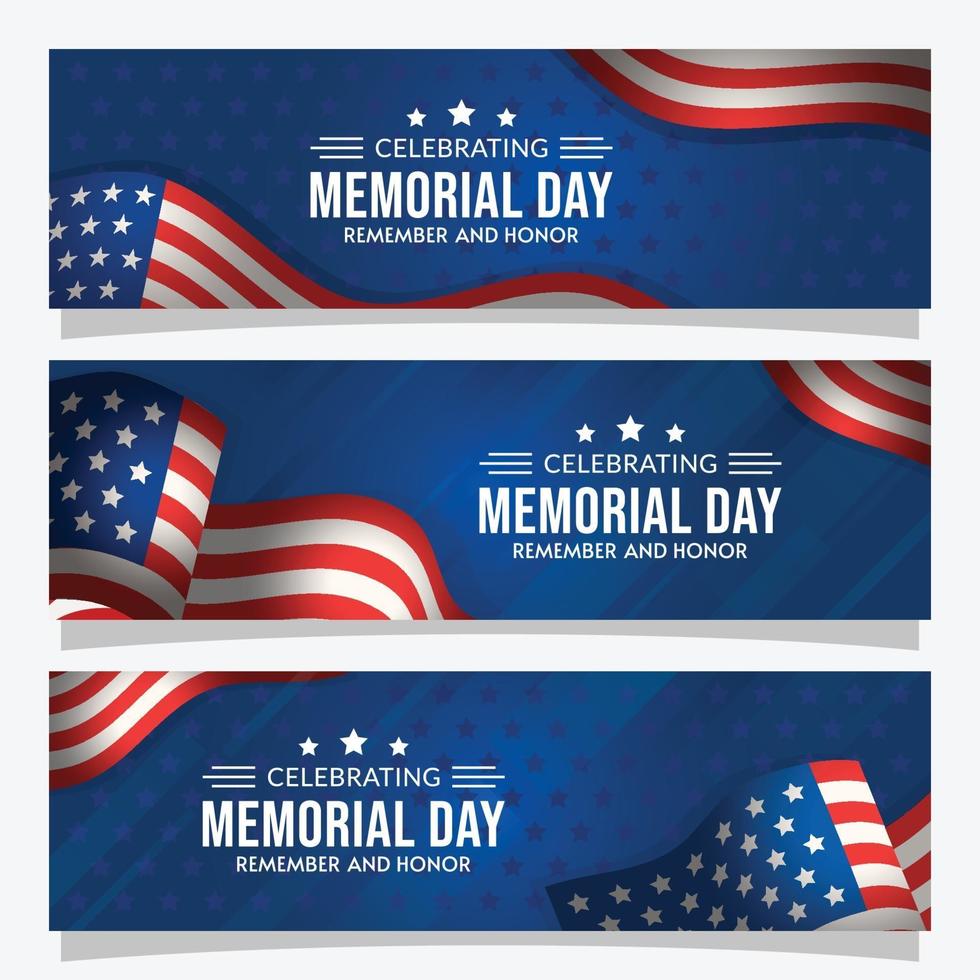 set di banner del memorial day vettore