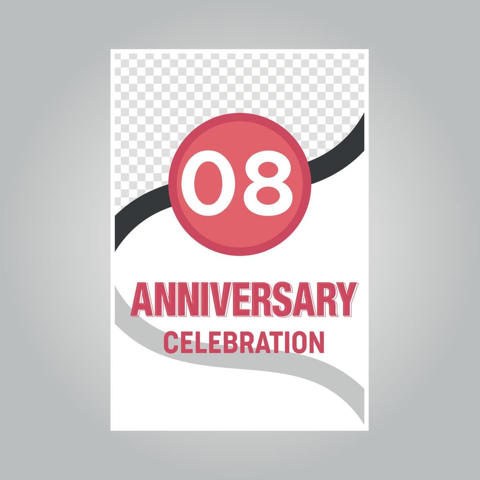 08 anni anniversario vettore invito carta modello di Invitational per Stampa su grigio sfondo