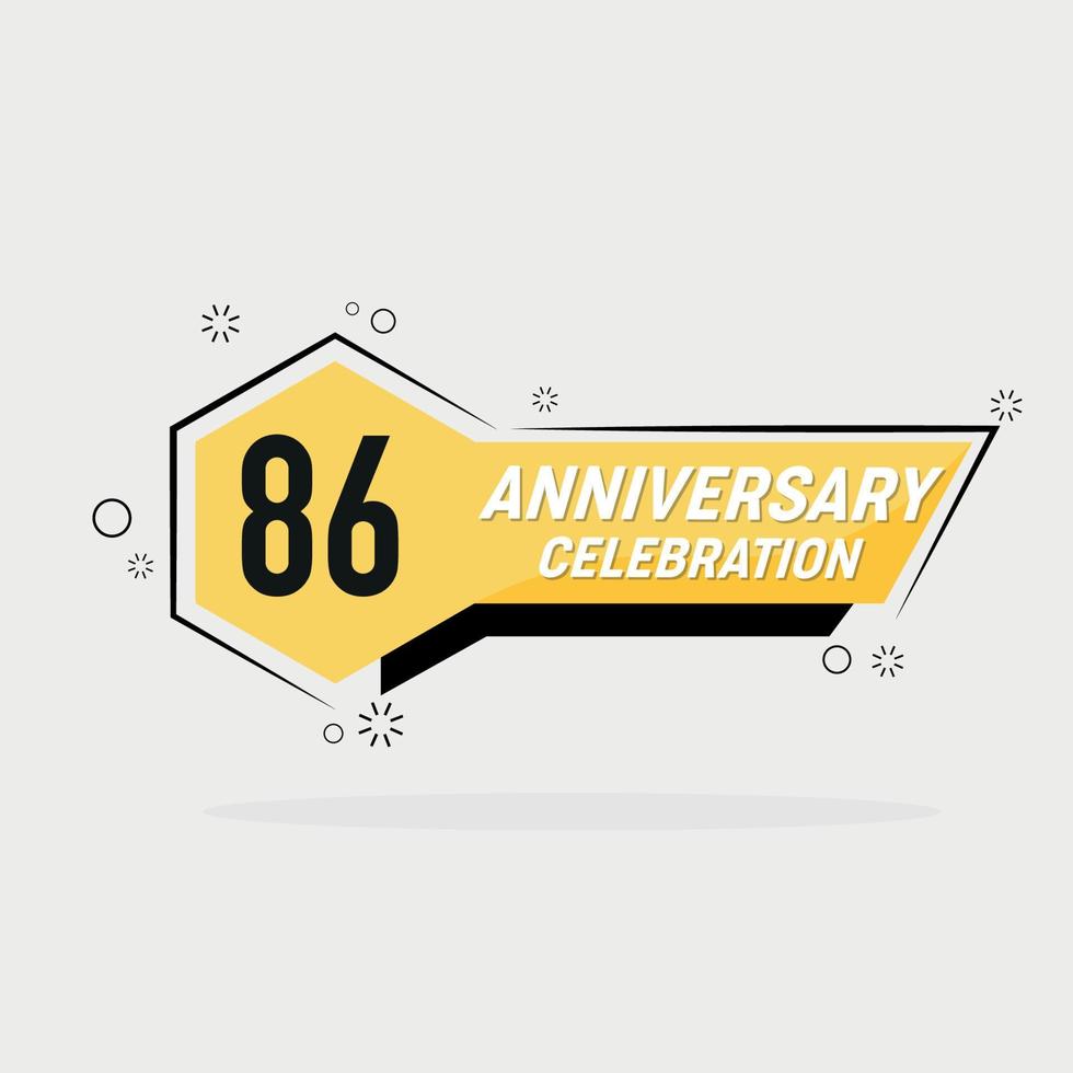 86th anni anniversario logo vettore design con giallo geometrico forma con grigio sfondo