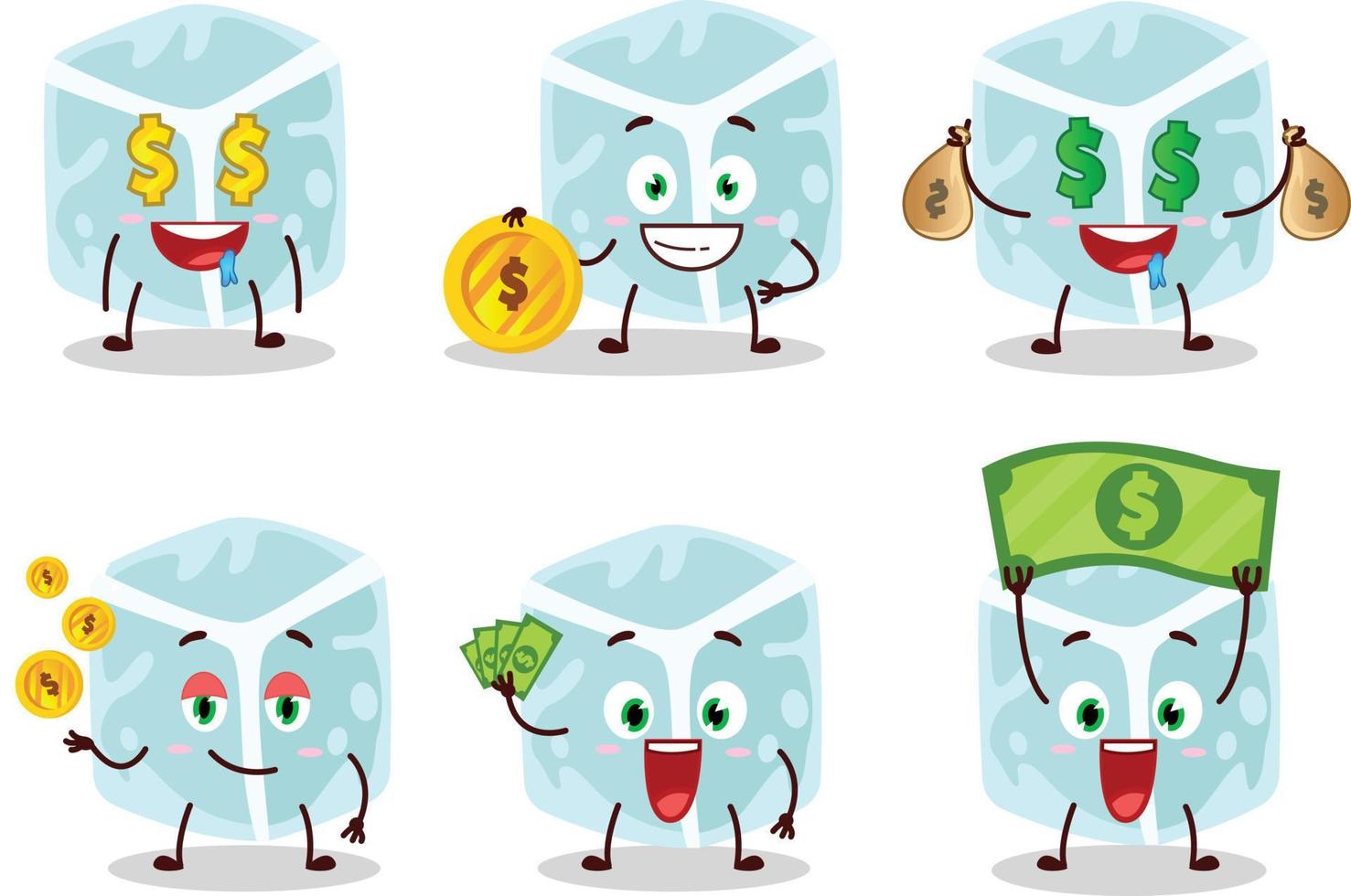 ghiaccio tubo cartone animato personaggio con carino emoticon portare i soldi vettore