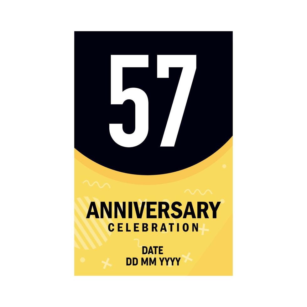 57 anni anniversario invito carta disegno, moderno design elementi, bianca sfondo vettore design