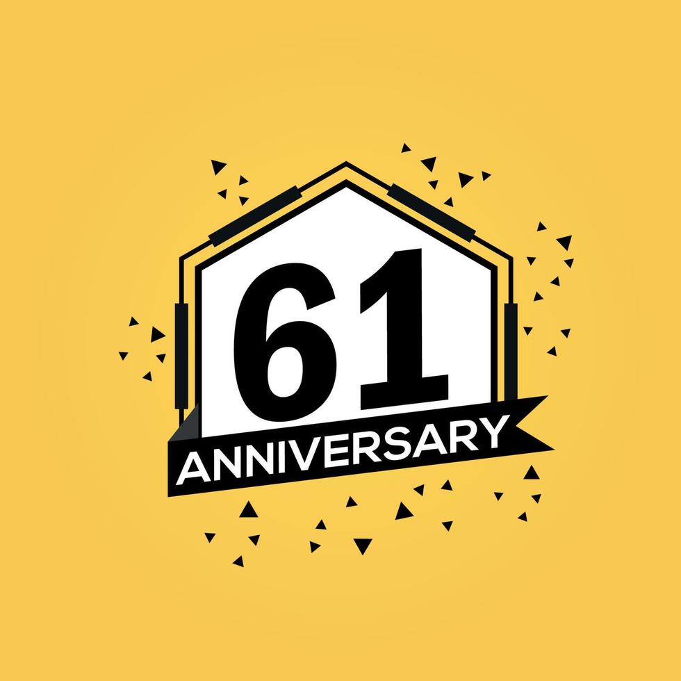 61 anni anniversario logo vettore design compleanno celebrazione con geometrico isolato design