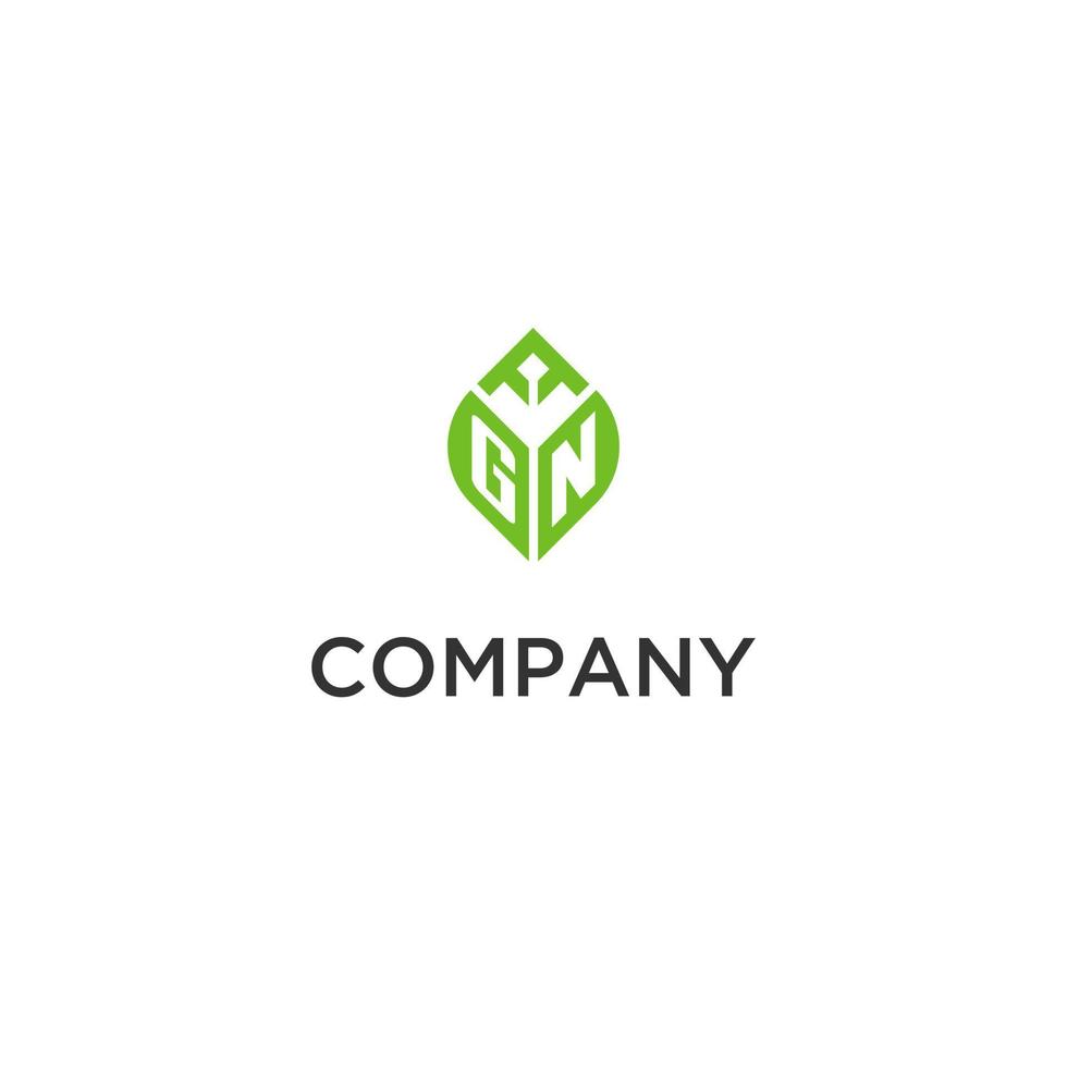 gn monogramma con foglia logo design idee, creativo iniziale lettera logo con naturale verde le foglie vettore