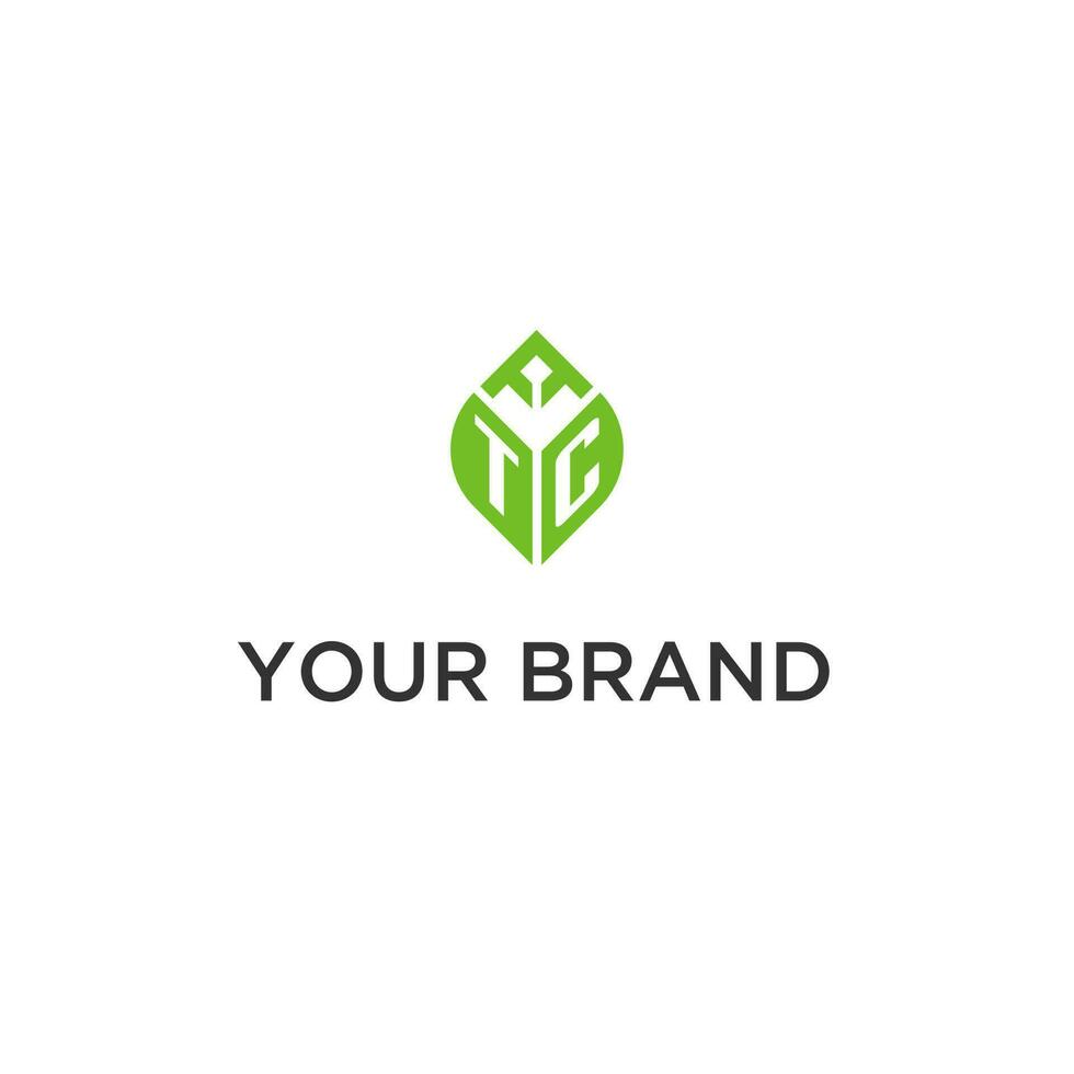 tc monogramma con foglia logo design idee, creativo iniziale lettera logo con naturale verde le foglie vettore