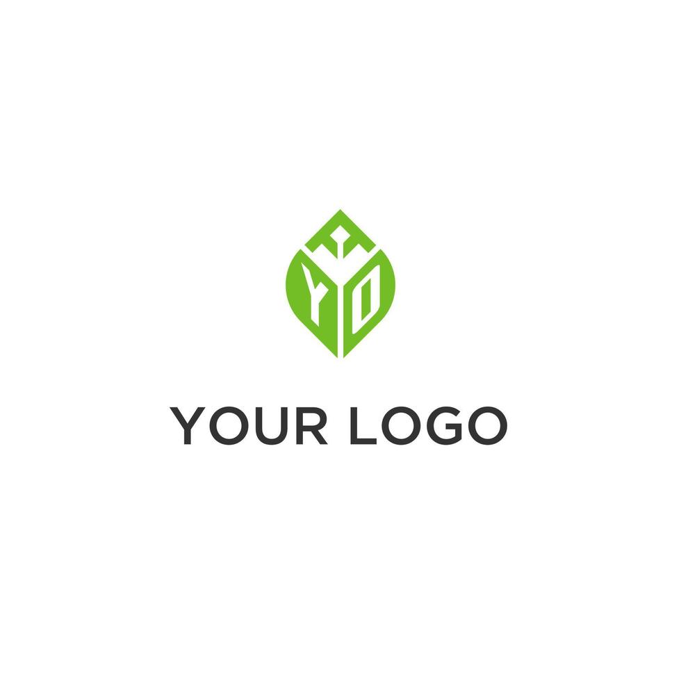 yo monogramma con foglia logo design idee, creativo iniziale lettera logo con naturale verde le foglie vettore