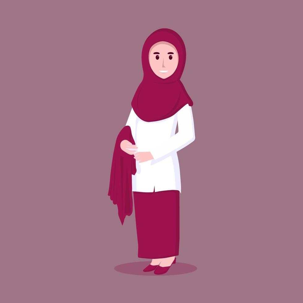 illustrazione simpatico cartone animato donna musulmana in hijab. vettore