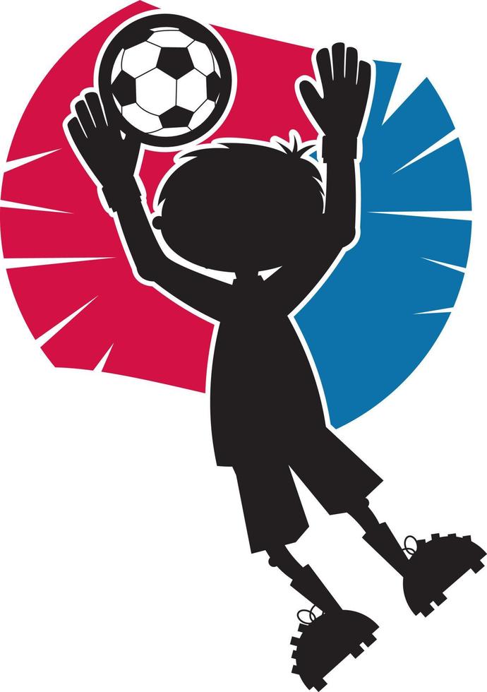 cartone animato calcio calcio portiere nel silhouette - gli sport illustrazione vettore