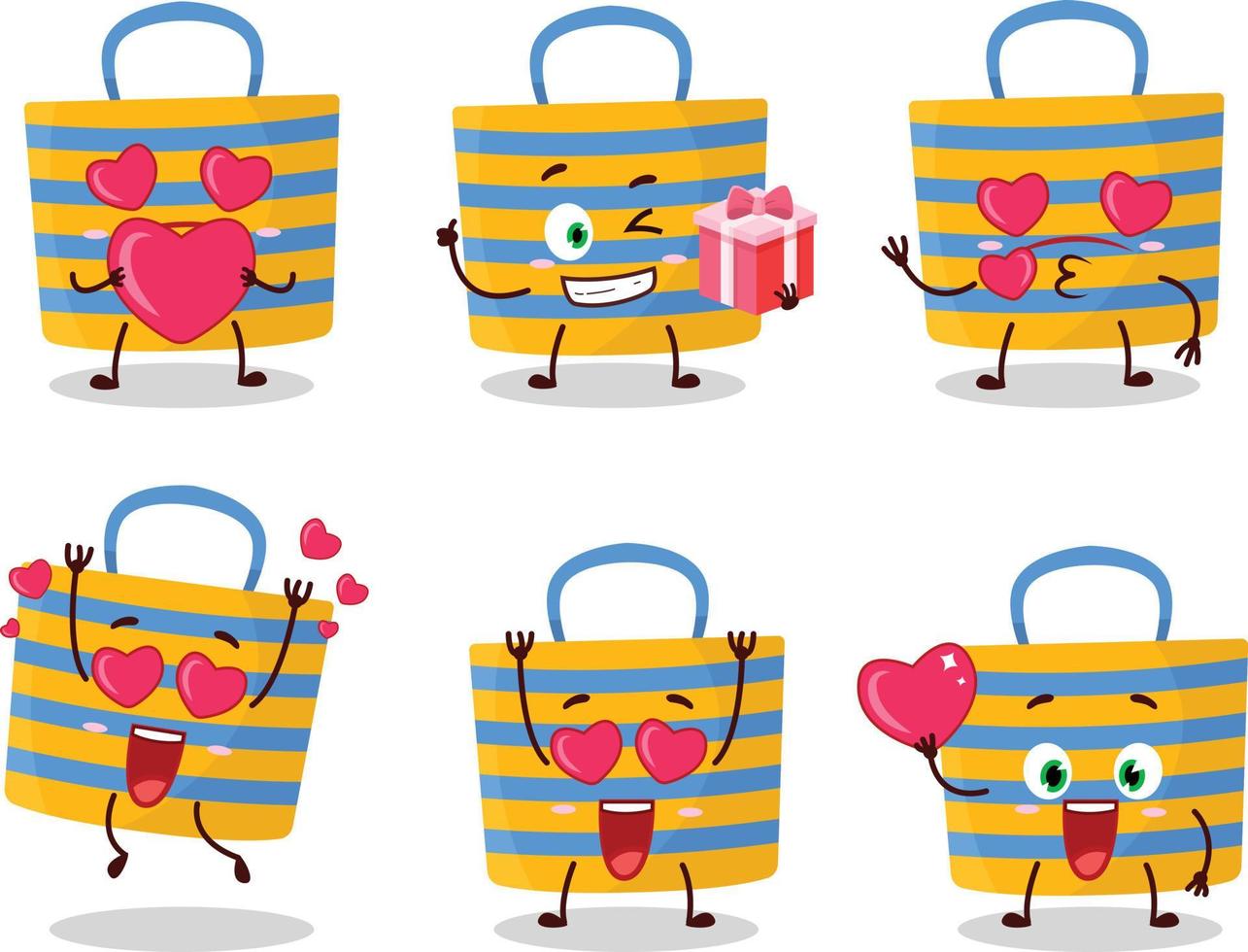 spiaggia Borsa cartone animato personaggio con amore carino emoticon vettore