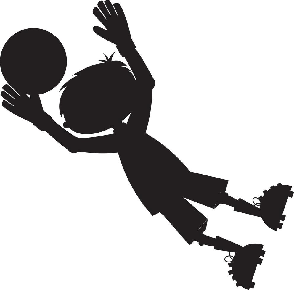 cartone animato calcio calcio portiere nel silhouette - gli sport illustrazione vettore
