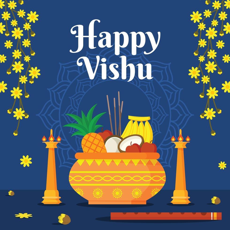 felice vishu in design piatto vettore