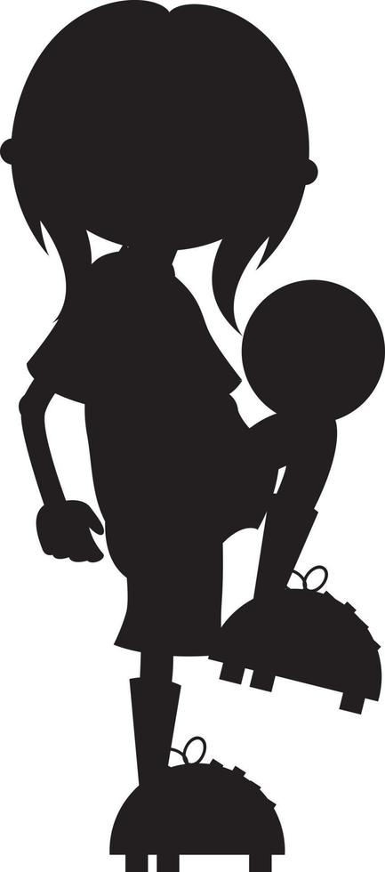 cartone animato ragazza calcio calcio giocatore nel silhouette - gli sport illustrazione vettore