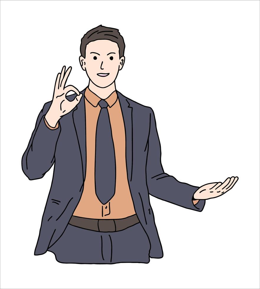 illustrazione icona di gesto uomo fare presentazione a incontro. veramente bene per icona di presentazione icona per il tuo attività commerciale vettore