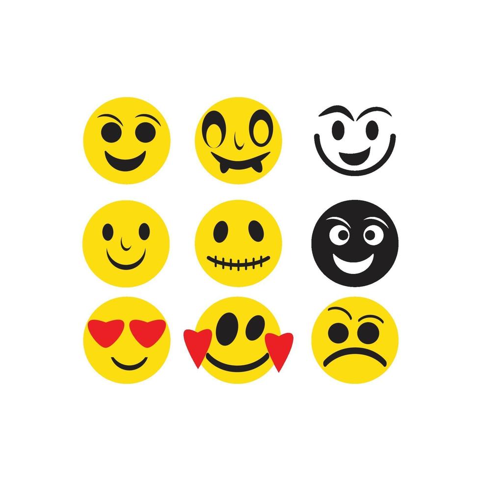 set di facce modello emoticon vettore