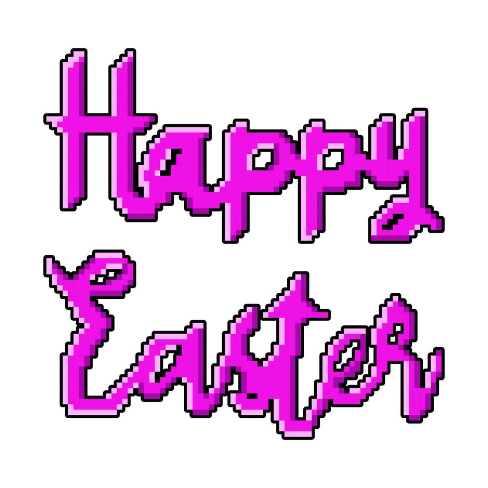 pixel arte testo contento Pasqua design illustrazione vettore