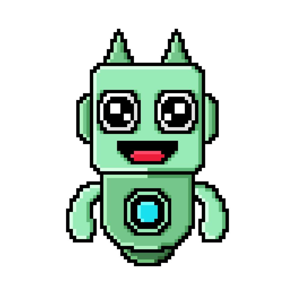 pixel arte carino robot colorato vettore design portafortuna