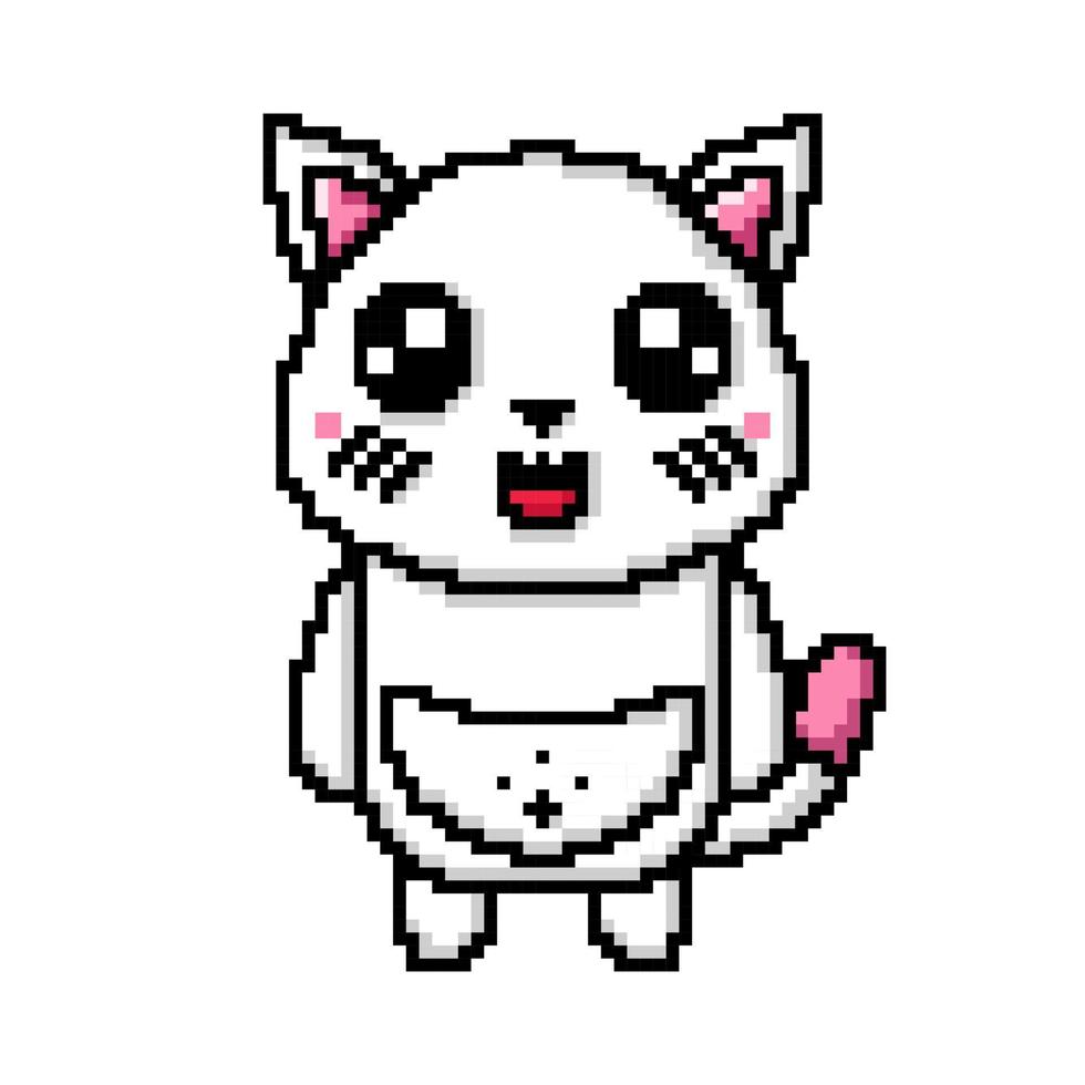 pixel arte carino gatto illustrazione design portafortuna kawaii vettore