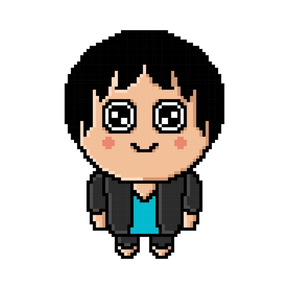 pixel arte ragazzo vettore portafortuna design kawaii