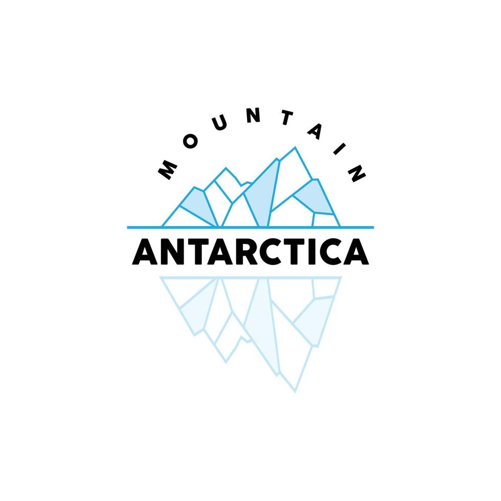 iceberg logo, antartico montagne vettore nel ghiaccio blu colore, natura disegno, Prodotto marca illustrazione modello icona