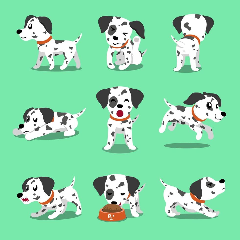 pose del cane dalmata del personaggio dei cartoni animati di vettore