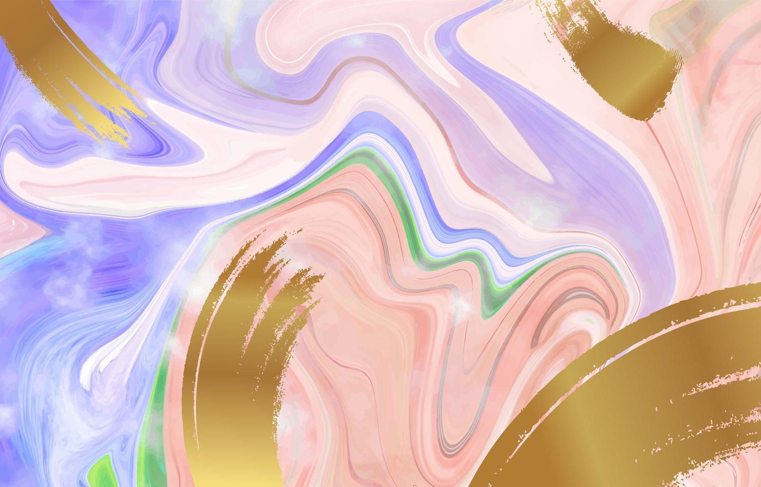 fondo dell'acquerello di tratti di oro viola rosa liquido vettore