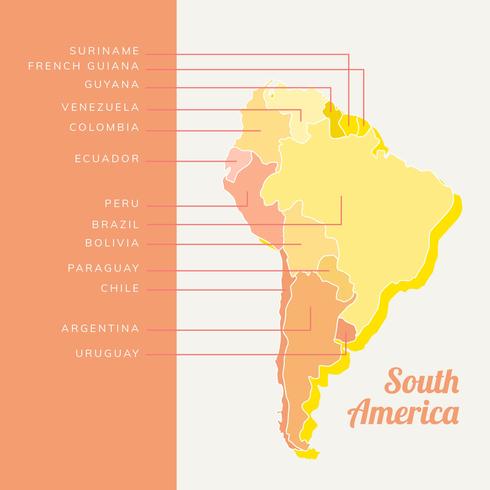 Mappa moderna del Sud America vettore