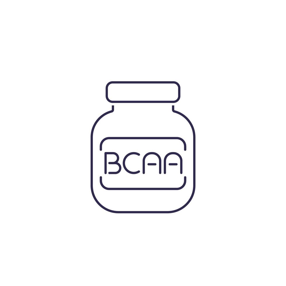 bcaa, icona della linea di vettore di aminoacidi