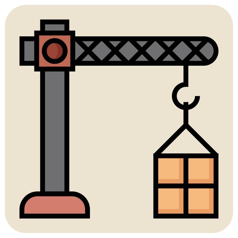 pieno colore schema icona per gru spedizione. vettore