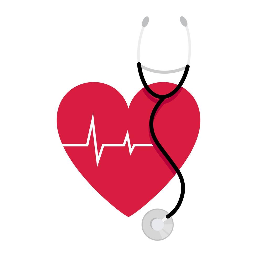 rosso cuore con stetoscopio per mondo ipertensione giorno vettore
