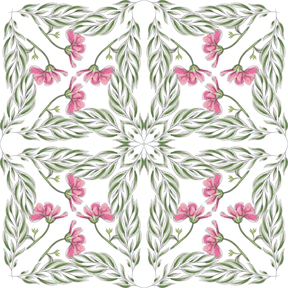 moderno floreale modello, fiori e le foglie su un' bianca sfondo. un elegante modello per alla moda stampe. verde le foglie e rosa fiori. vettore