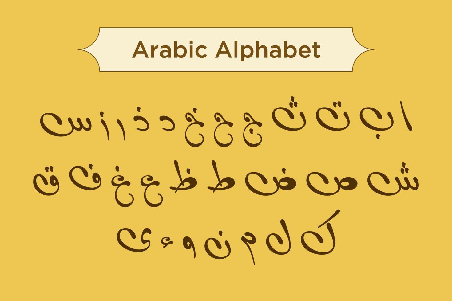 Arabo alfabeto calligrafia font stile vettore